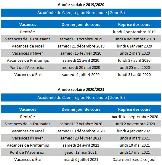 calendrier scolaire